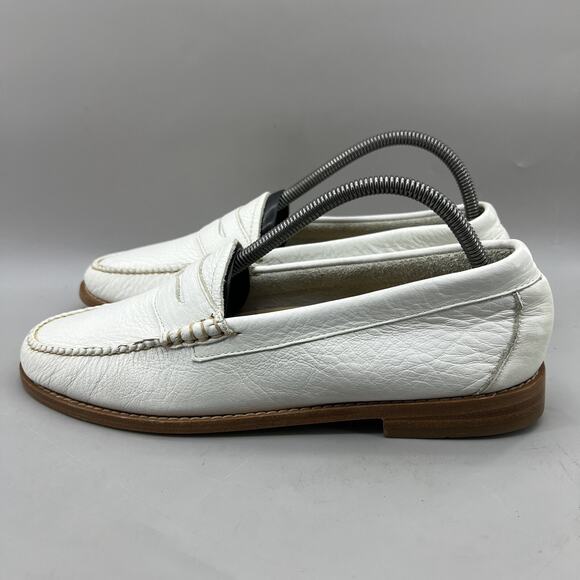 G.H. Bass Weejuns Whitney Penny Loafers Women Size 10 M White Leather Low Shoes - Picture 3 of 8